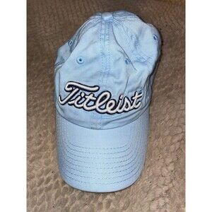 Titleist Golf Hat Cap Light Blue Baby Blue Script Logo Adjustable Slide Buckle